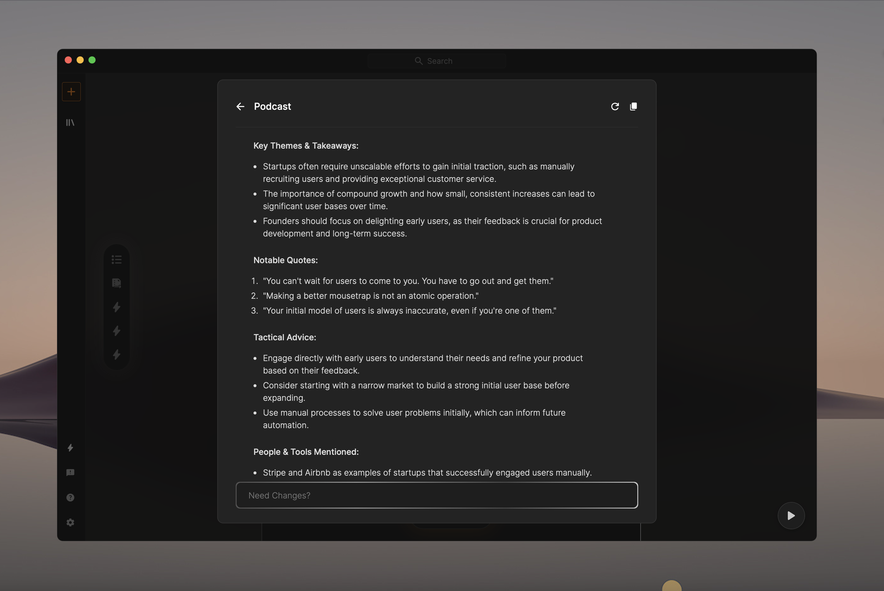 Shadow meeting summary showing clean, structured follow-ups and action items